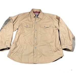 Craftsman Men’s Tan Snap Work Jacket Red/Black Fleece Lined Coat Size XL